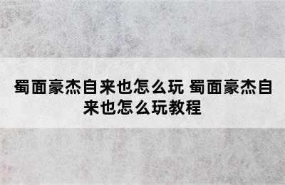 蜀面豪杰自来也怎么玩 蜀面豪杰自来也怎么玩教程